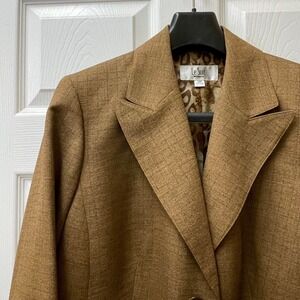 Vintage‎ Le Suit Women's Size 14W Brown Textured 2-Button Blazer